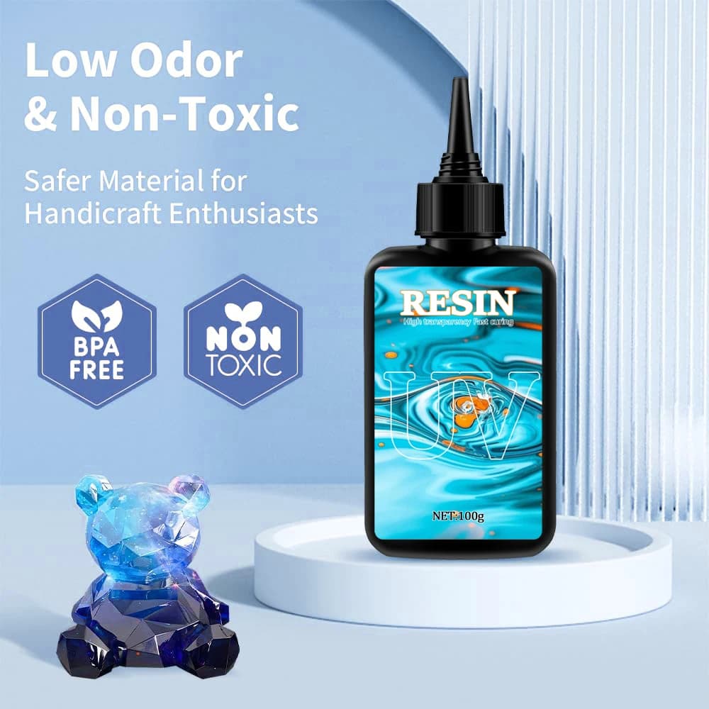 High Definition High Clear Hard UV Glue,Anti Yellowing&Low Irritation Epoxy Resin Quick Drying Adhesive for Resin Jewelry Crafts
