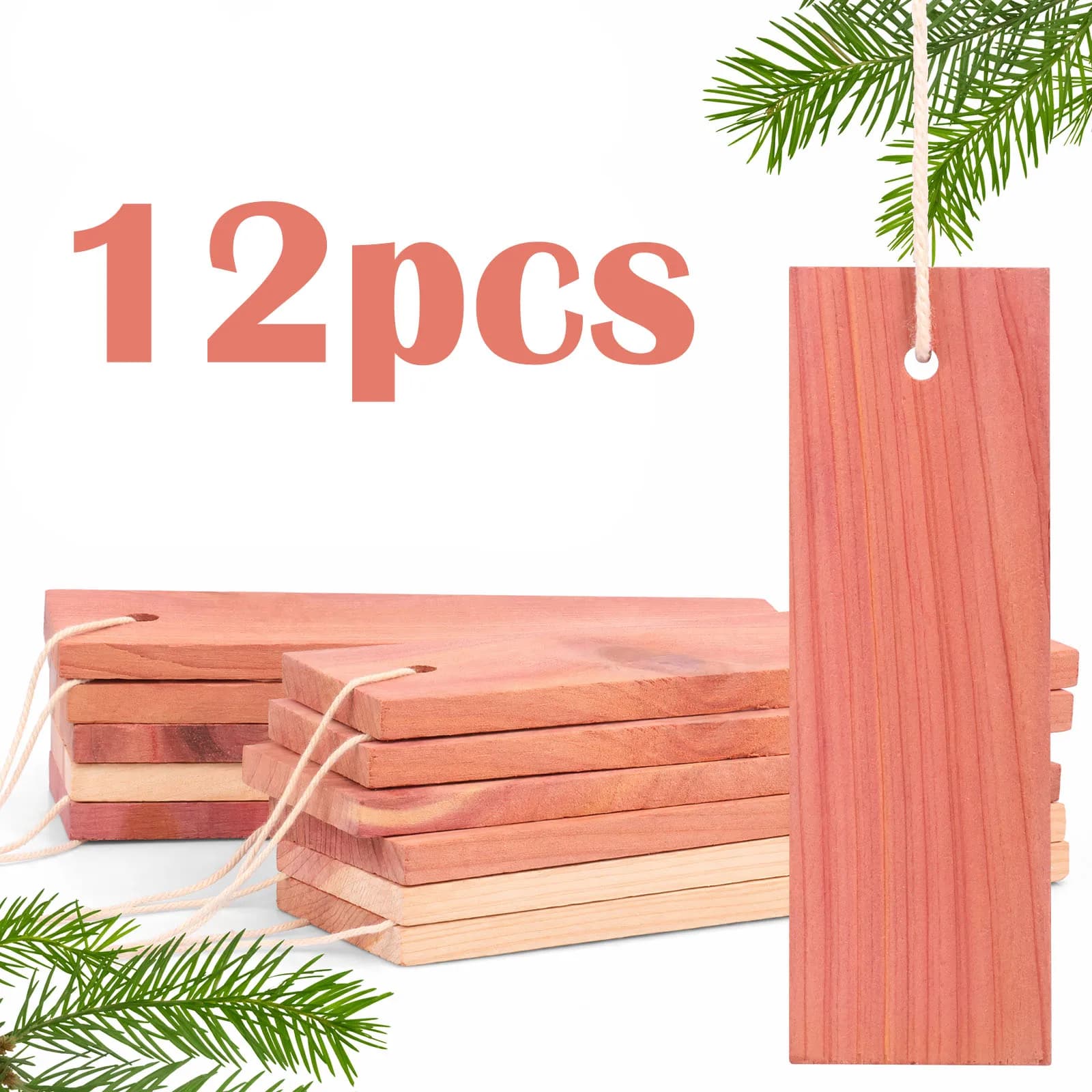12Pcs Cedar Blocks Wardrobes Hanging Drawers Clothes Aromatic Scent Fresh Odour Deterrent Insect Cedar Wood Planks Chips