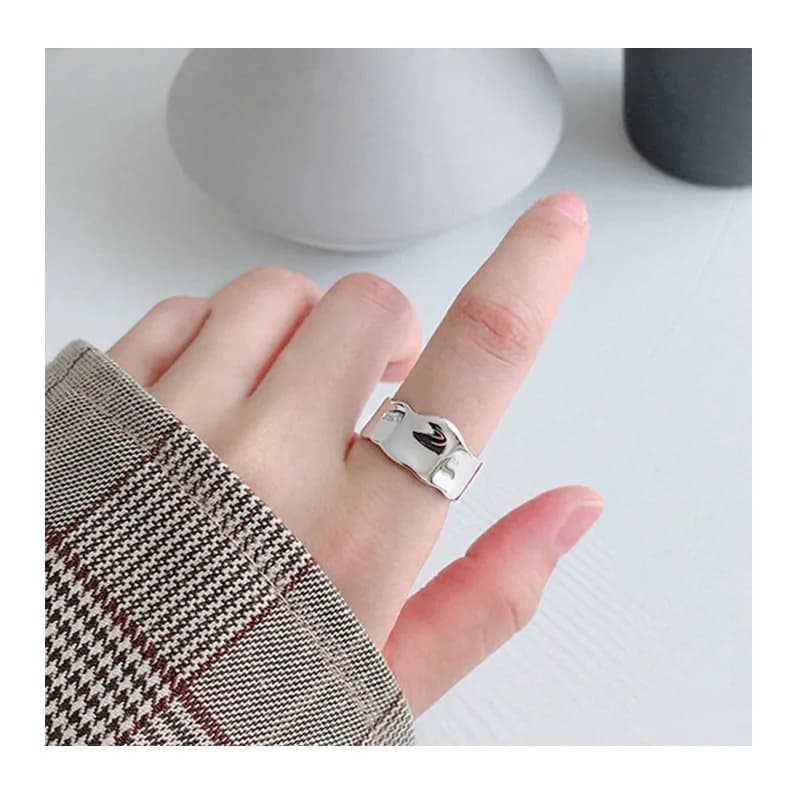 Anello da donna alla moda coreana con design a onda larga, anello irregolare concavo-convesso aperto