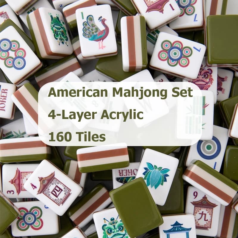 Set di Mahjong Americano Personalizzabile con 160 Tessere, in Acrilico a 4 Strati, Regalo Sorpresa, Mahjong Portatile per Viaggi e Feste in Famiglia