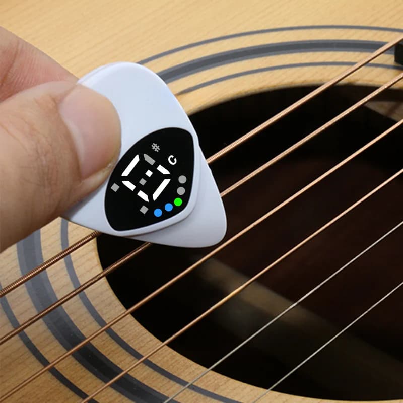 Plettro e accordatore per chitarra 2 in 1 - Calibratore portatile multiuso per chitarre folk e ukulele Temperamento uguale a 12 toni