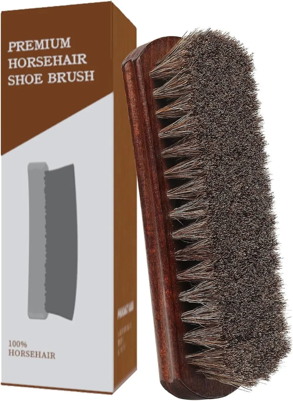 7 inch horsehair shoe brush for boots, shoes and interior car - Soft bristles for polishing and cleaning