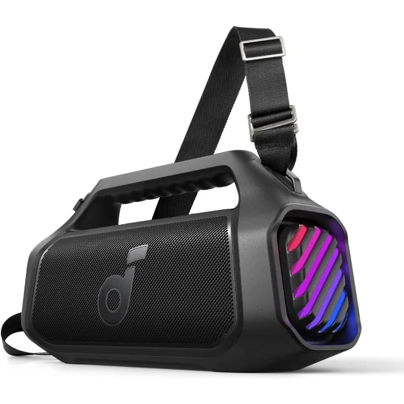 Altoparlante da esterno Boom 2 Plus, 140 W, 2+2 canali, BassUp 2.0, 20 ore, ricarica rapida, impermeabile IPX7, luci RGB, USB-C, Power Bank