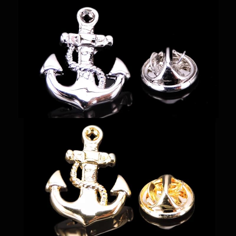 Spilla di ancoraggio per barca in materiale di rame distintivo per cappello da donna con spilla da bavero per cappotto da uomo di marca di moda