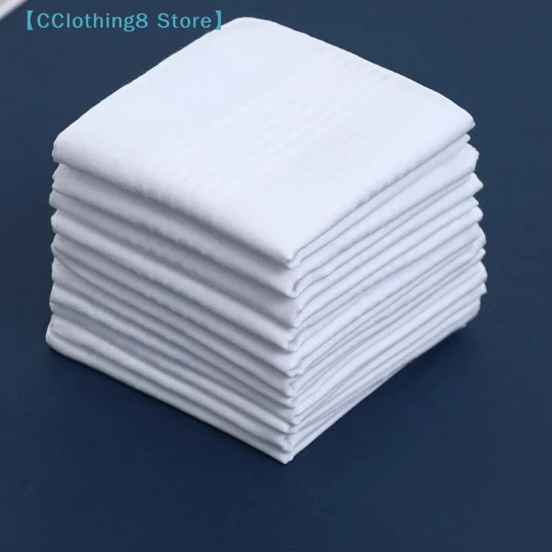 6/12Pcs Men's Pure White Handkerchiefs Women's Plain Handkerchiefs Pure Cotton Handkerchiefs Flap Pocket Pants Scarf【AliS8】