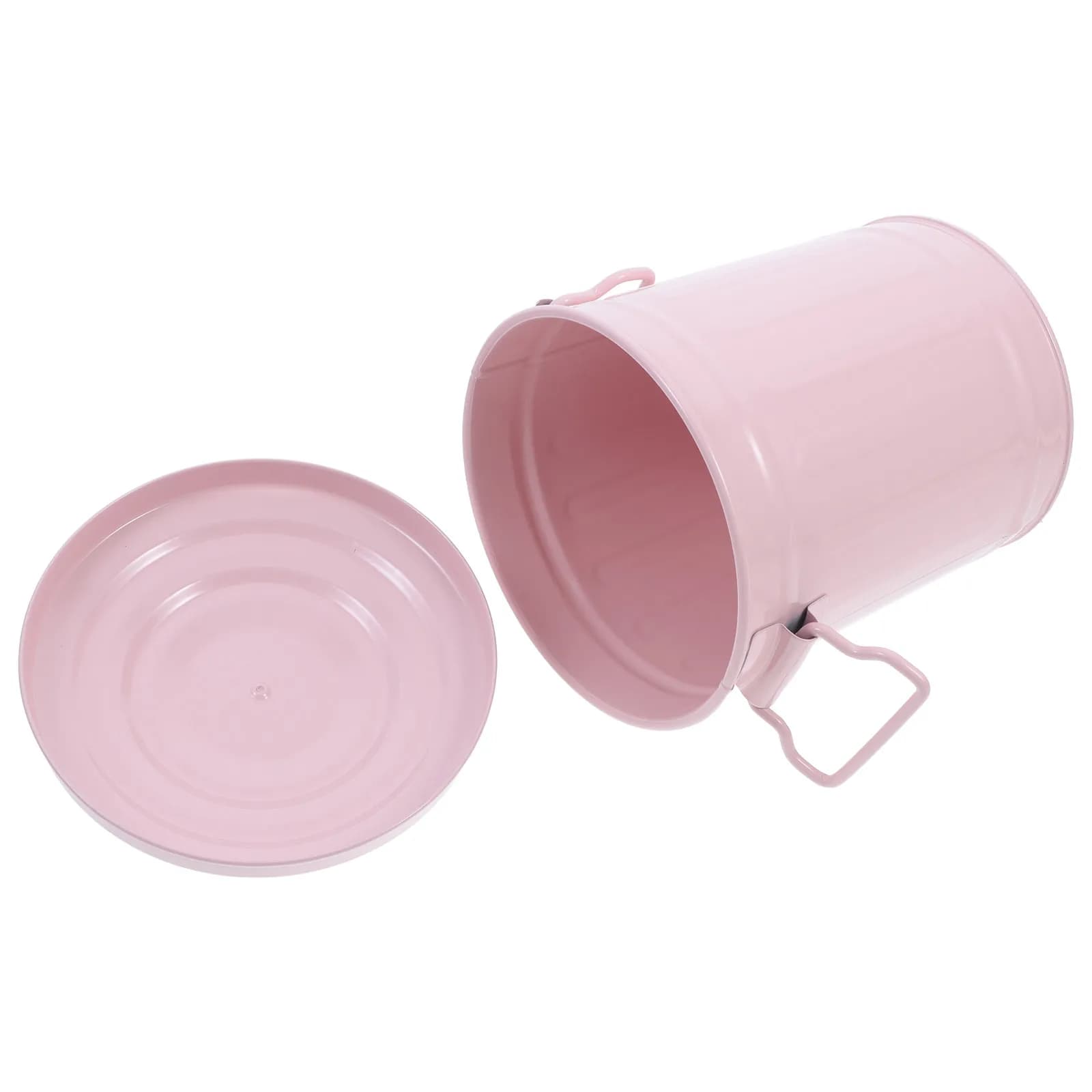 Mini Desktop Trash Can with Lid Metal Small Waste Basket Elegant Solid Color Design for Office Desk Car Bedroom Countertop