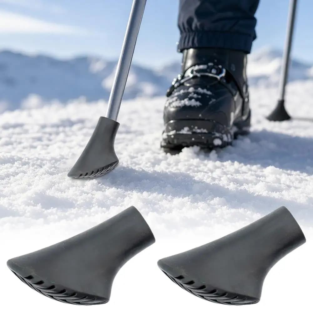 2Pcs Ski Pole Boot Cover Non-Slip Rubber Tips Durable Trekking Pole Tip Protector Feet for Nordic Walking Hiking Sticks