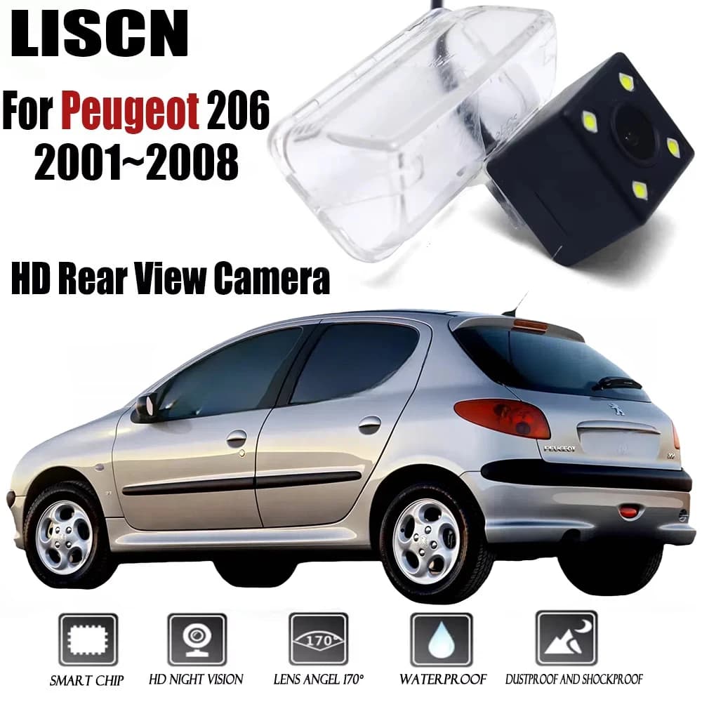 Rear View Camera For Peugeot 206 2001~2008 CCD Night Vision RCA / LED License Plate Camera / Backup Camera