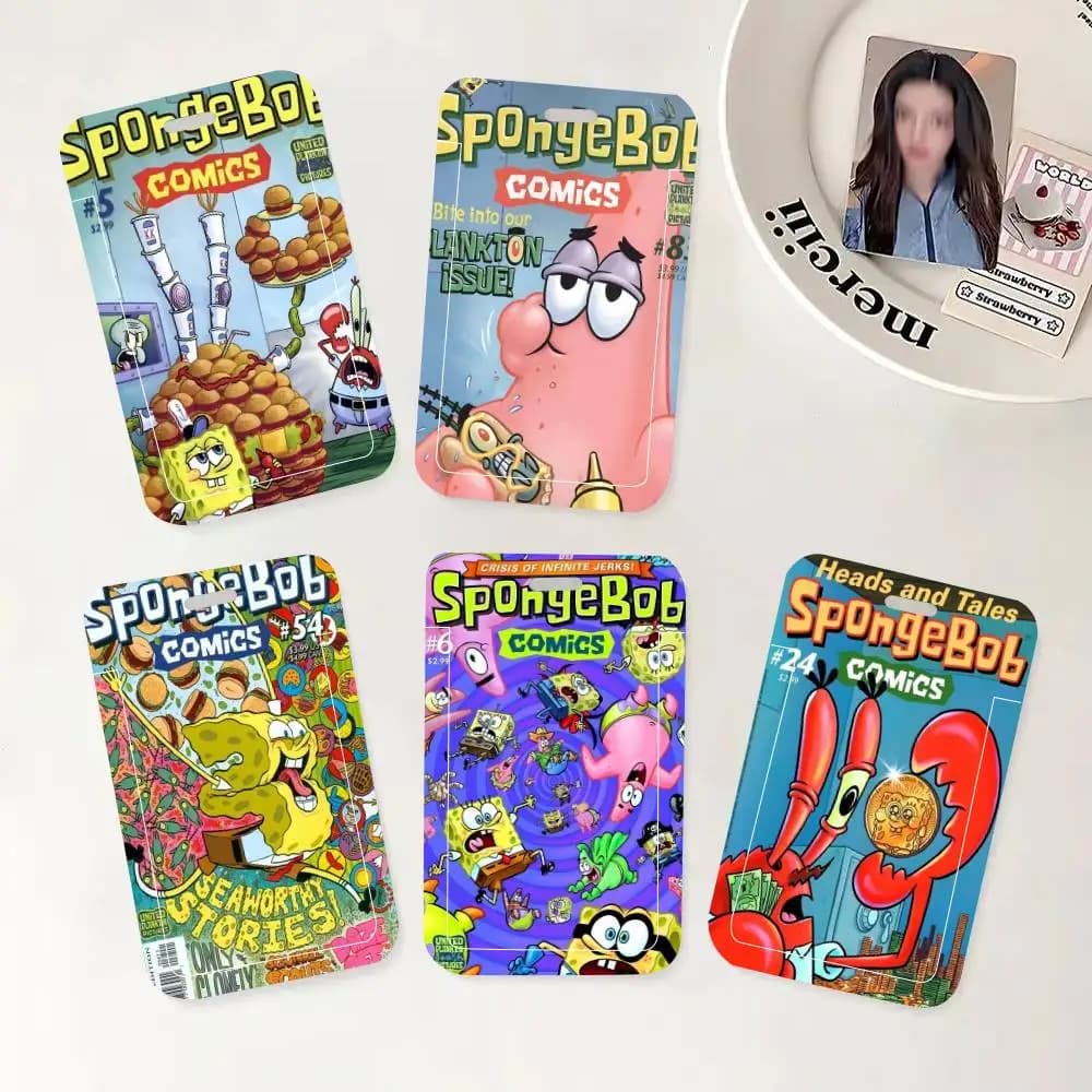 Porta Badge SpongeBob con Cordino da Collo, Porta Tessera Identificativa, Portachiavi, Custodia per Credenziale da Lavoro, Regalo