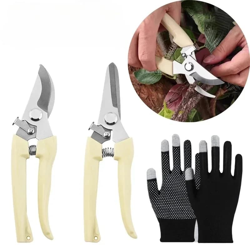 Cesoie per siepi durevoli con set di guanti Potatori da giardino di livello professionale per un taglio preciso di alberi Innesto di fiori e cura dei arbusti