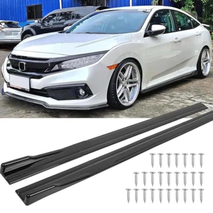 2PCS Universal Car Side Skirts " Side Skirts Extension Splitter Lip Car Rocker Panels Side Skirt Body Kit Compatible with Honda