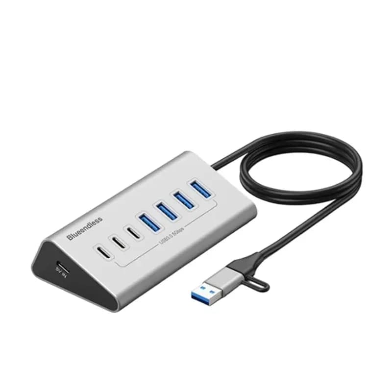 BLUEENDLESS 5Gbps USB 3.0 Docking Station Hub Type C Splitter Data Transfer Adapter Multi 7 Ports Switch For PC Laptop