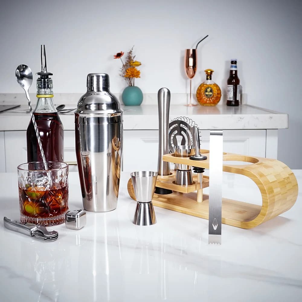 Set Shaker per Cocktail in Acciaio Inox 6 Pezzi Kit Utensili da Bar Shaker per Martini Mixer per Cocktail Accessori da Bar