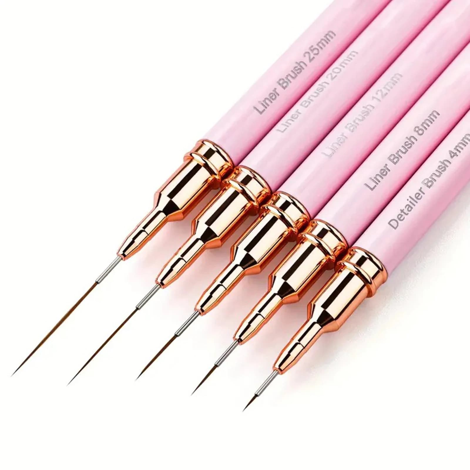 Set di 5 Pennelli per Unghie, Pennelli Professionali per Nail Art, Set per Disegno e Stripping Allungati