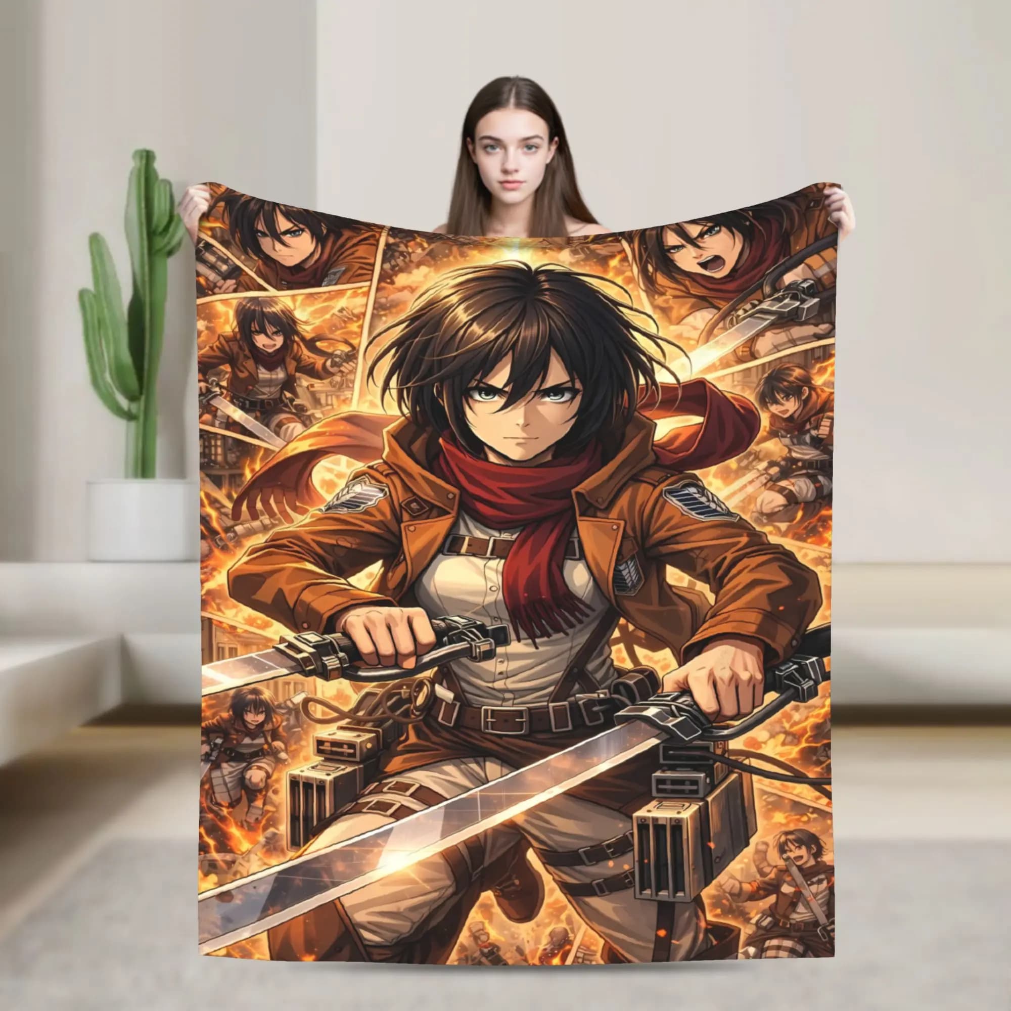 Anime Attack on Titan Flannel Blankets Soft Throw Blanket for Couch Bed Travel Office Funny Bedspread Sofa Bed Cover