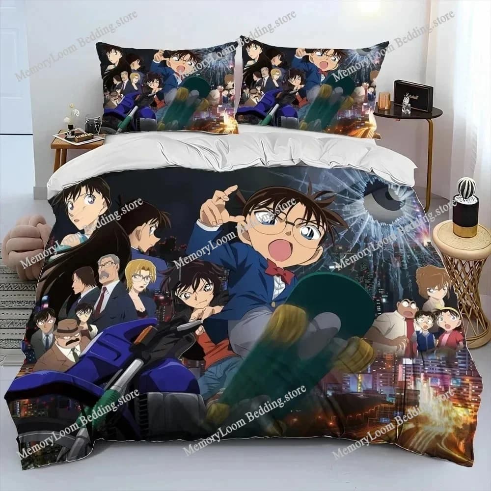 Detective Conan Premium Luxury Bedding Set Japan Cartoon Soft Duvet Cover Plush Comforter Bedspread Twin/Single Size Printed