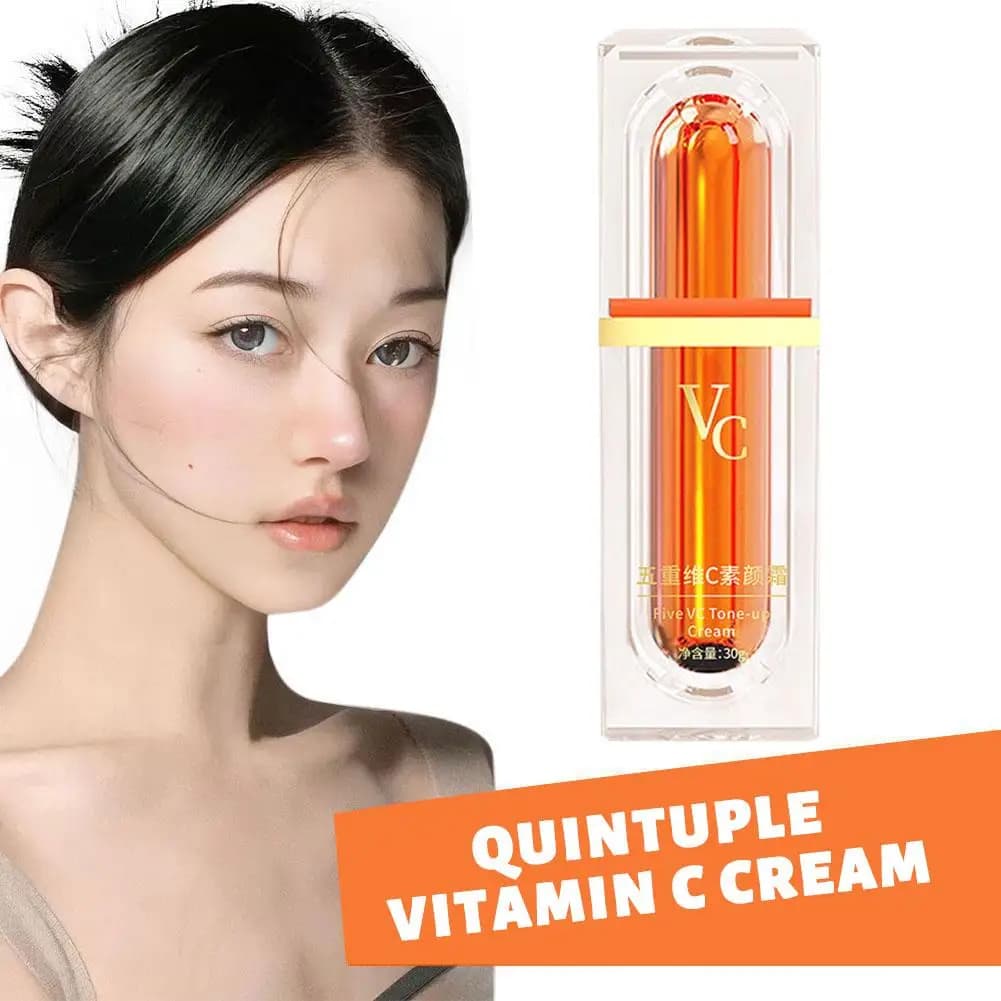 Crema per il viso alla vitamina C per la pelle nuda Crema idratante leggera Tonificante per la cura della pelle Cosmetici Crema per il trucco pigro