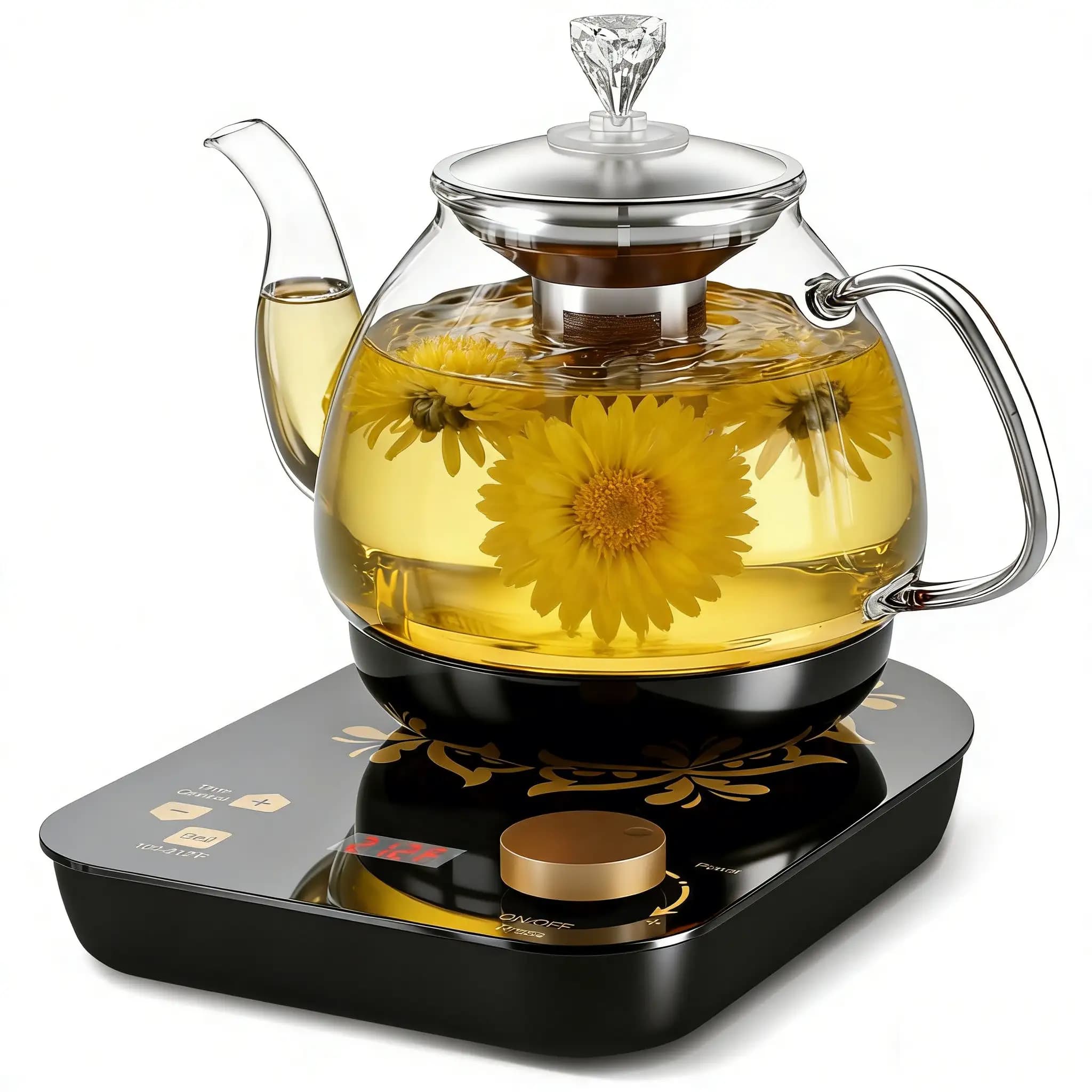 Bollitore Elettrico in Vetro con Infusore Rimovibile, 0.8L/27oz, Controllo Intelligente della Temperatura, Bollitore per Acqua Calda, Teiera, Tea M