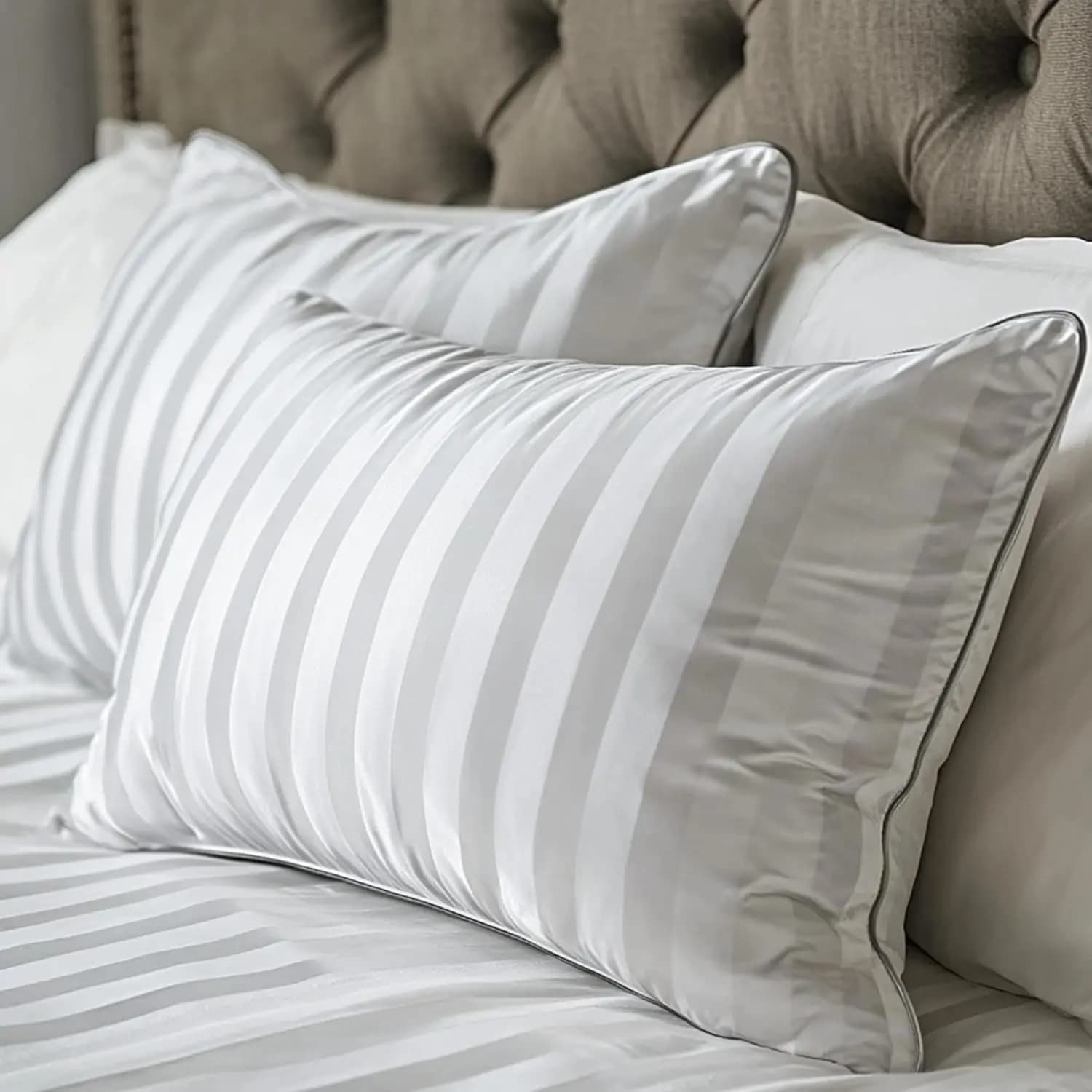 Luxury Down Alternative Bed Pillows Set of 2 - Queen Size 20x28, Hotel Quality, Machine Washable, Breathable Cotton Cover, Fluffy for Side & Back Sleepers