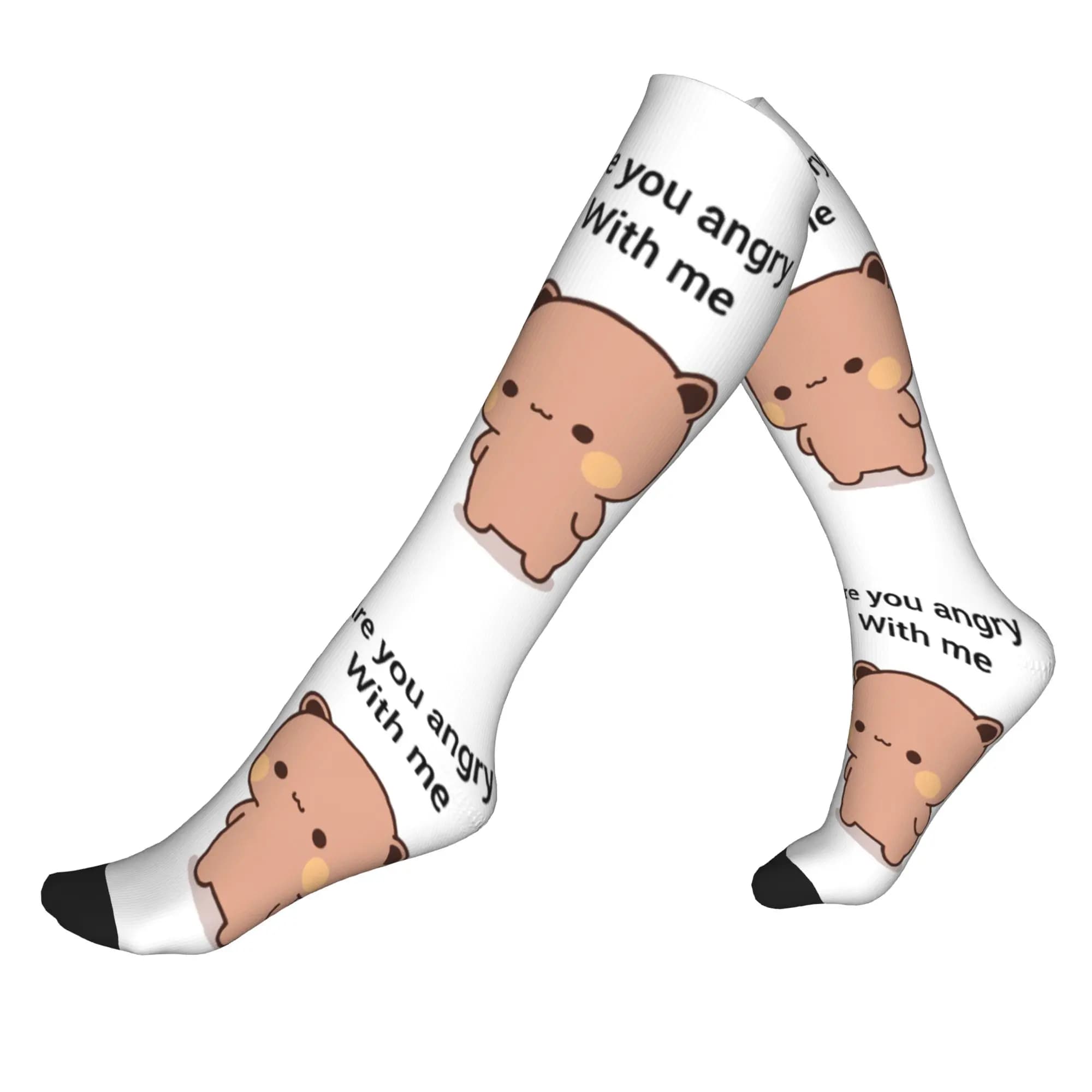 Divertenti calzini da uomo con stampa panda e brownie BUBU DUDU, calzini sportivi unisex traspiranti e caldi con stampa 3D, calzini sportivi a compressione