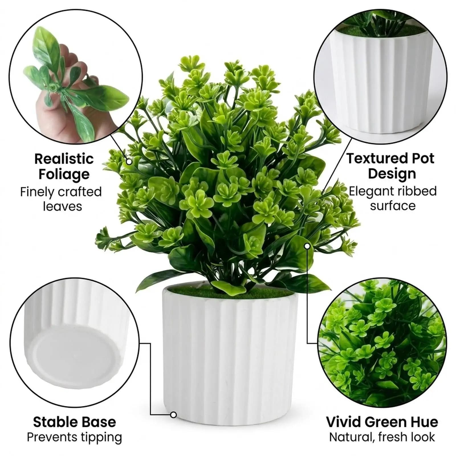 Mini Artificial Greenery Potted Plant Realistic Greenery Indoor Fake Plant for Balcony