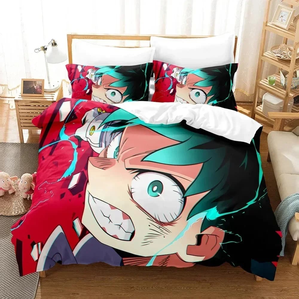Set Letto Stampato in 3D Anime My Hero Academia, Copripiumino, Federe, Set Biancheria da Letto, Lenzuola, Copriletto, Misure Full Queen King
