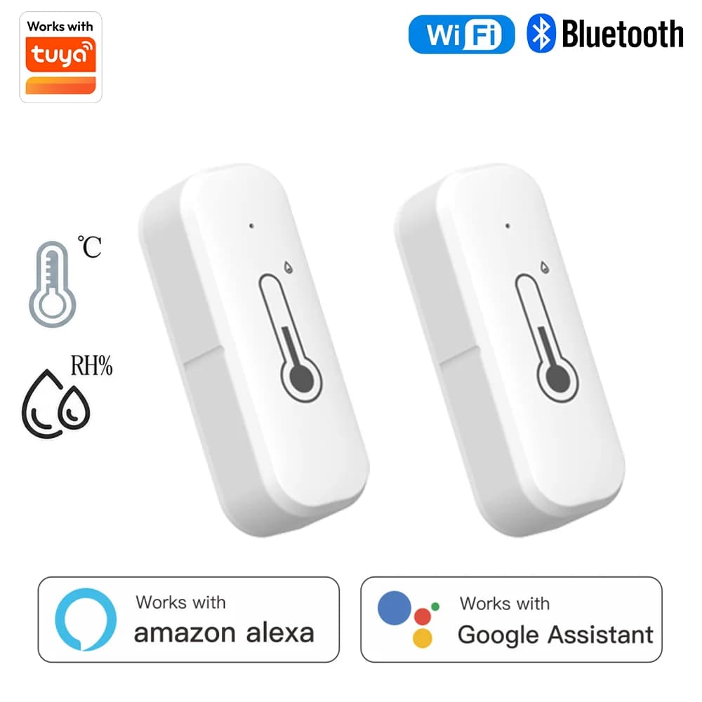 Tuya Temperature And Humidity Sensor Wi-Fi Bluetooth Connectivity Smart Home Temperature Monitoring Compatible with Alexa Google