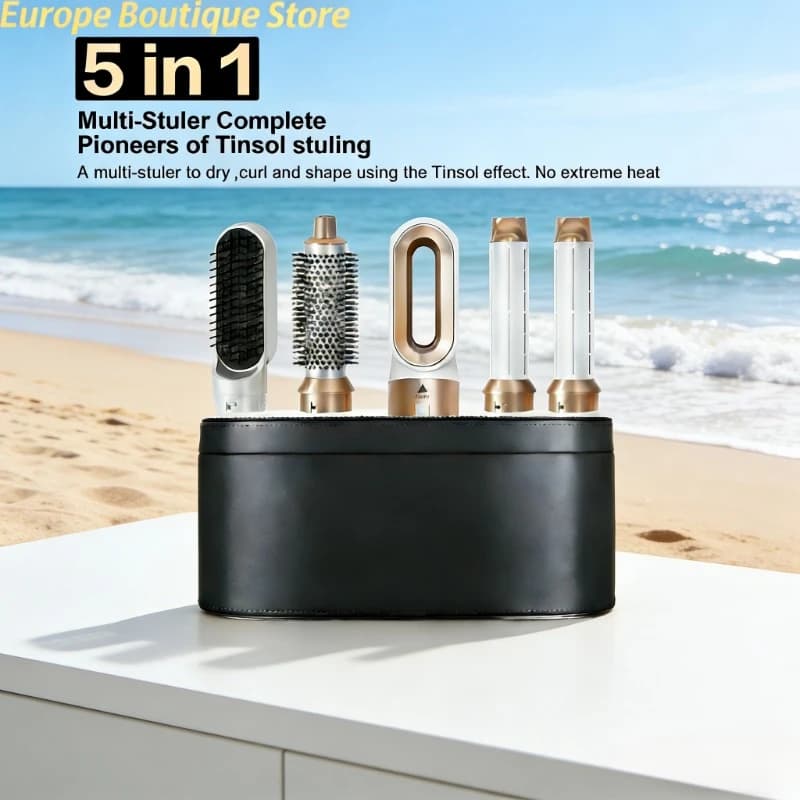 Styler for hair 5 in 1, hot air brush, hairdryer, hair plate, hair curler, styling tool for home and professional use.