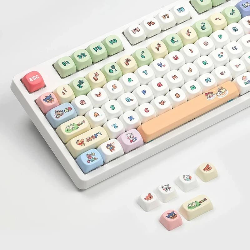 Cute New Moa Height Keycap Mechanical Keyboard Cap Customized Personalized Cute Powder Heat Sublimation Pbt Keycap Light Series
