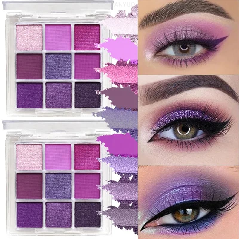 9 Color Glitter Purple Opaque Umbrellas Shimmer Long-Term Women's Eye Pigments Makeup