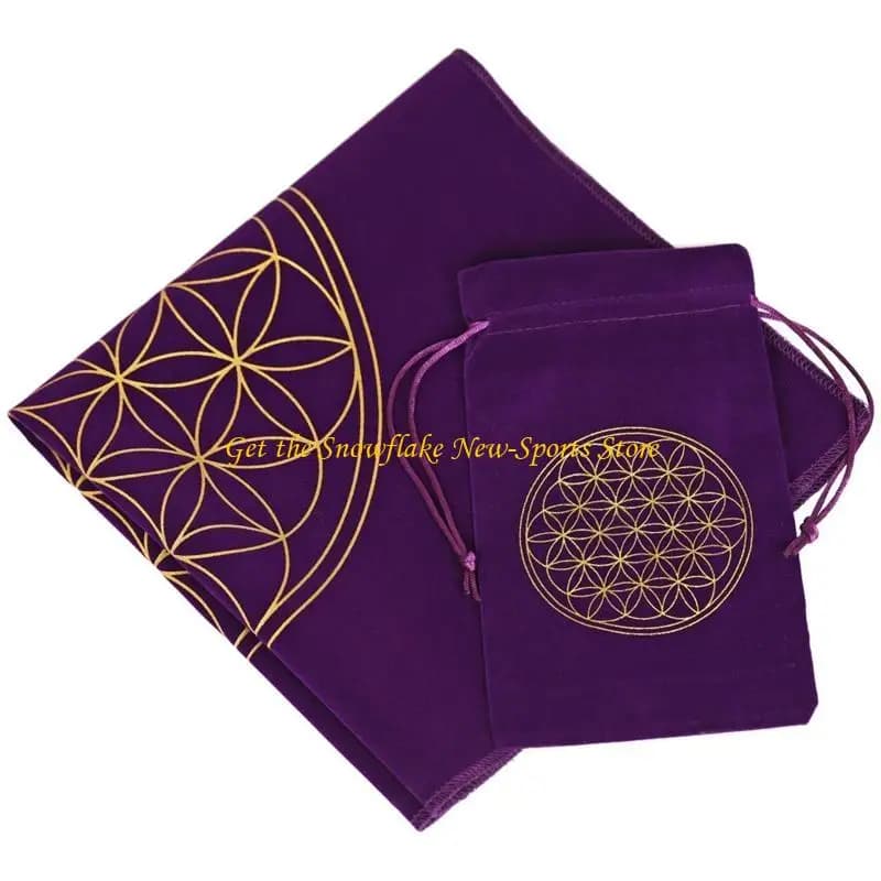 E56D Tovaglia per tarocchi Fiore della Divinazione Tovaglia per altare Pratica tovaglia per divinazione con custodia per