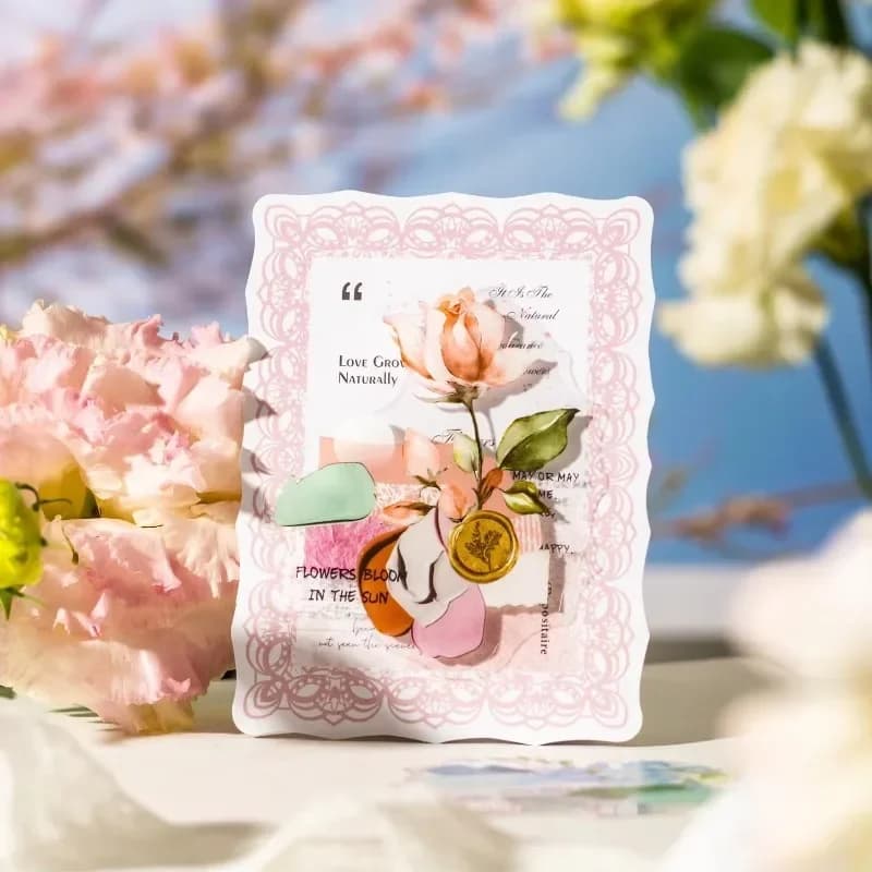 20Pcs Material Decoration Chapter Watercolor Flower Scrapbook cut Collage Handbook 120*80mm PET Stickers Bottoming Stationery