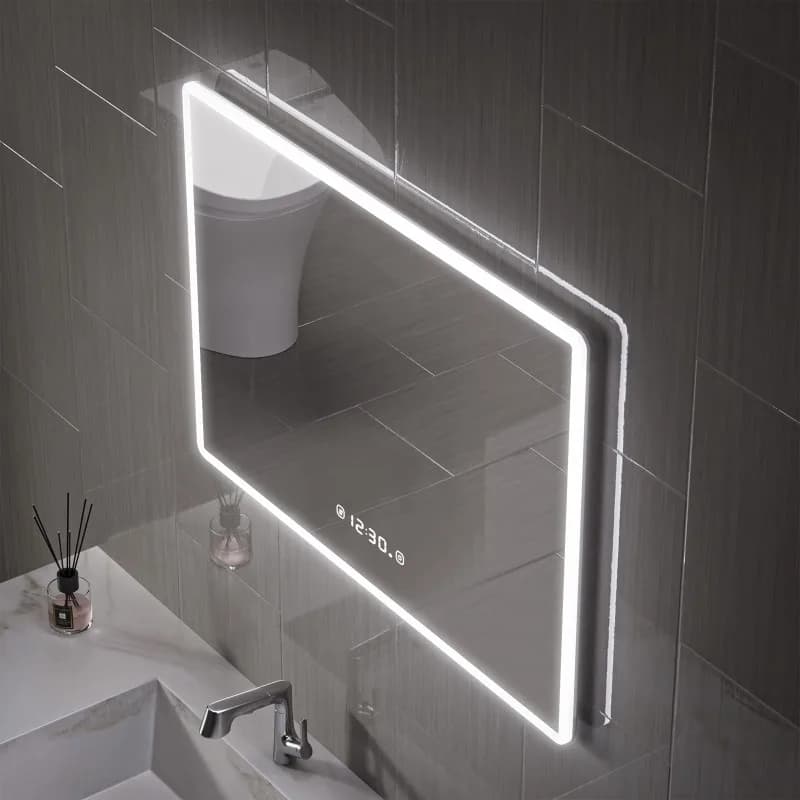 Specchio illuminato infrangibile Grande specchio antiappannamento Specchio da bagno a led per parete