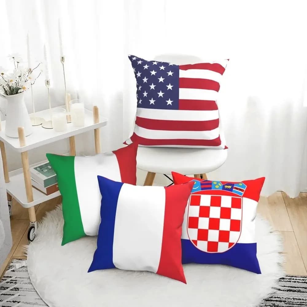 Fodera per cuscino con stampa bandiera USA Australia fodera per cuscino corta in peluche Super morbida 45*45 federa per cuscino divano decorazioni per la casa federa