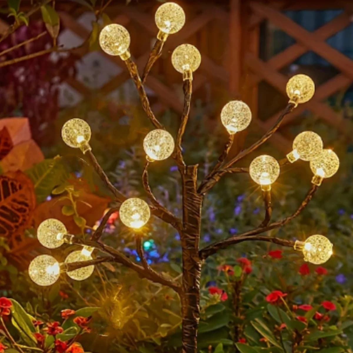 Pop 1 pz 15LED sfera solare di cristallo ramo di un albero design luce solare fata atmosfera luci notturne luci del percorso a terra impermeabili
