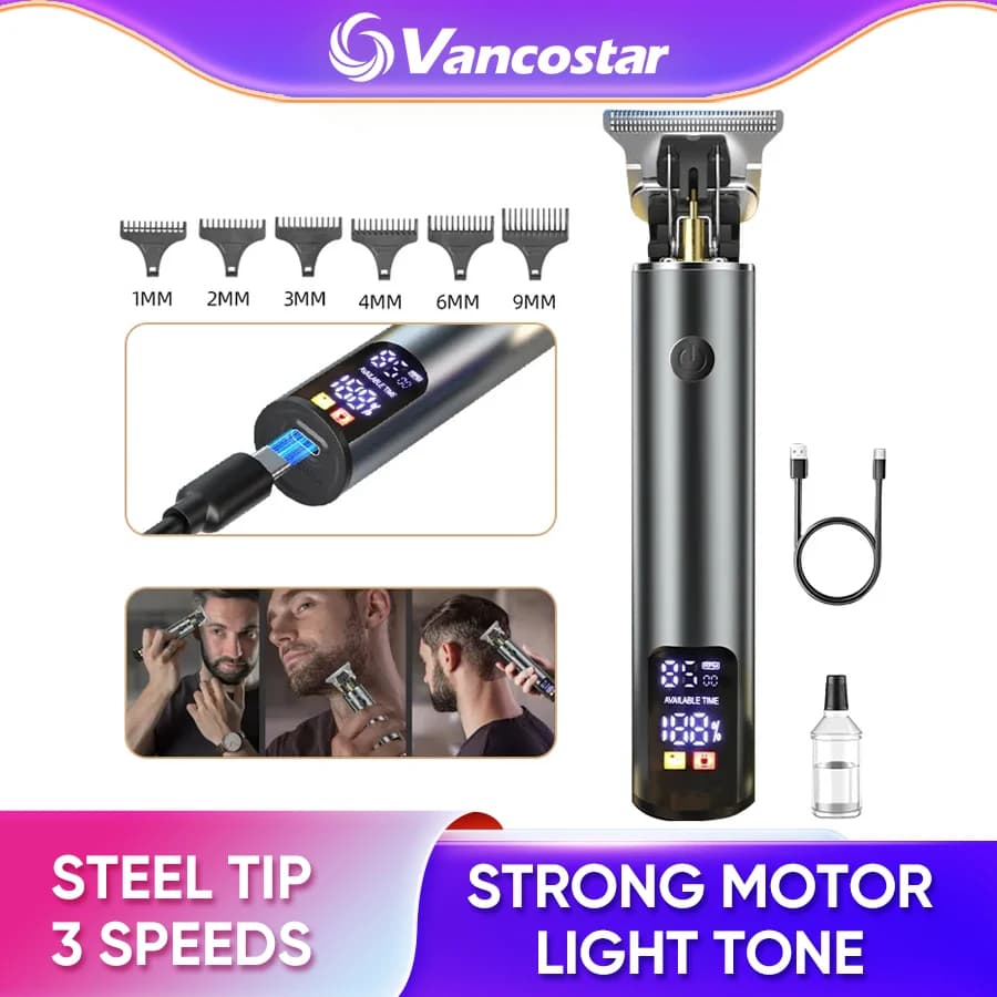 Professional haircut rechargeable 3 speed LCD display Metal beard for men Barbiere Haircuts