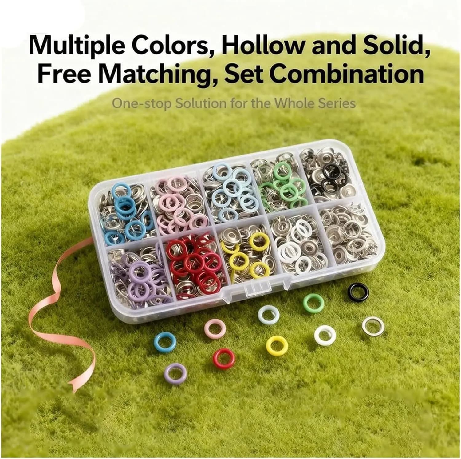 Kit di bottoni a pressione da 100 pezzi con pinze - Set di chiusure per cucito e artigianato da 9,5 mm (100 pezzi colorati)