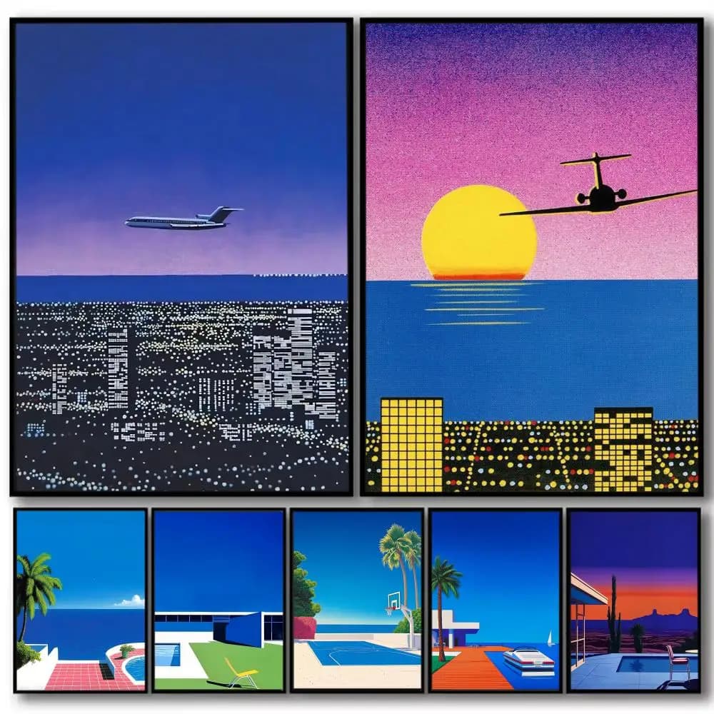 H-hiroshi Nagai Artwork Painting Calligraphy High-Quality Cotton Canvas Poster Wall Art for Living Room Coffee House Decor