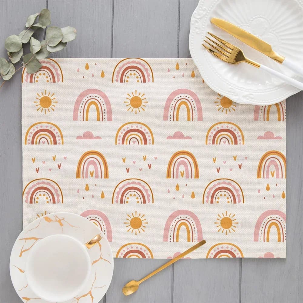 Bohemian Dreamcatcher Placemat Boho Rainbow Kitchen Decor Cotton Linen Dining Table Mats Coaster Pad Bowl Coffee Cup Tablecloth