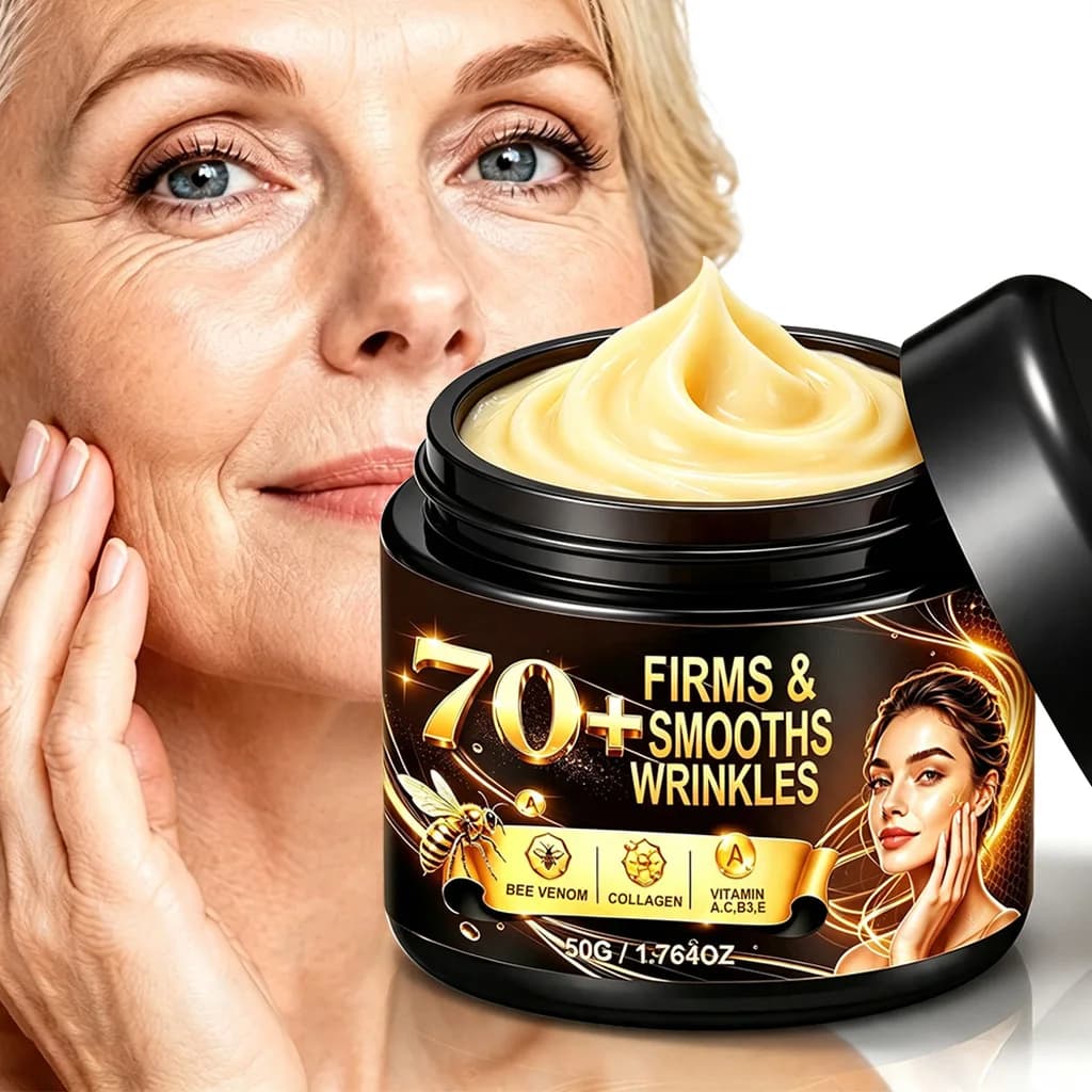 70+ Firming & Wrinkle Smoothing Cream with Bee Venom, Collagen Vitamins A/C/B3/E – Anti-Aging Face Moisturizer for Mature Skin.