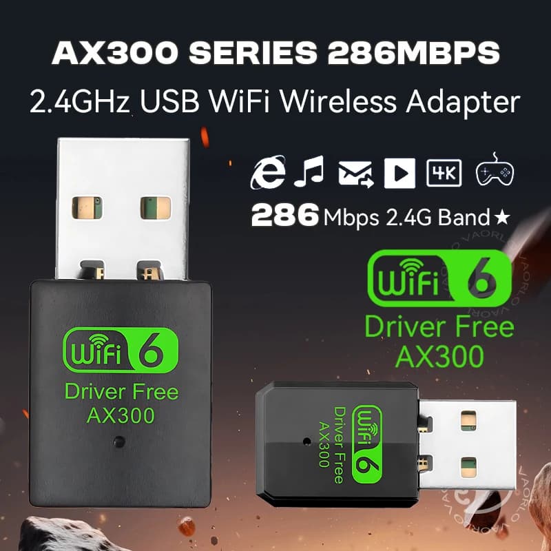Adattatore WiFi USB 6 802.11AX, Scheda di Rete AX300, Dongle Wi-Fi Mini 2.4G per PC/Laptop, Compatibile con Win7/10/11, Senza Driver