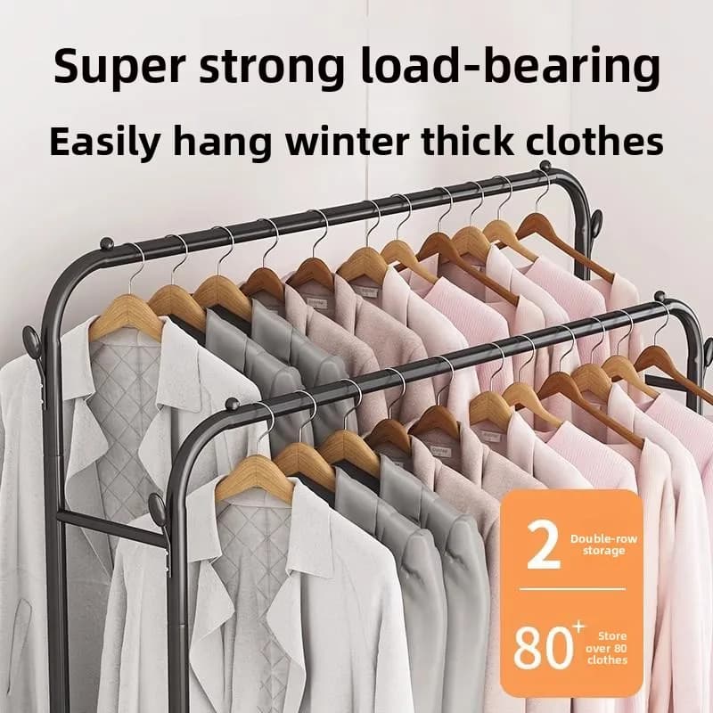Simple Iron Clothes Hanger Indoor Outdoor Balcony Clothes Drying Rack Easy to Use Free Standing Bedroom Dormitory Wardrobe Or...