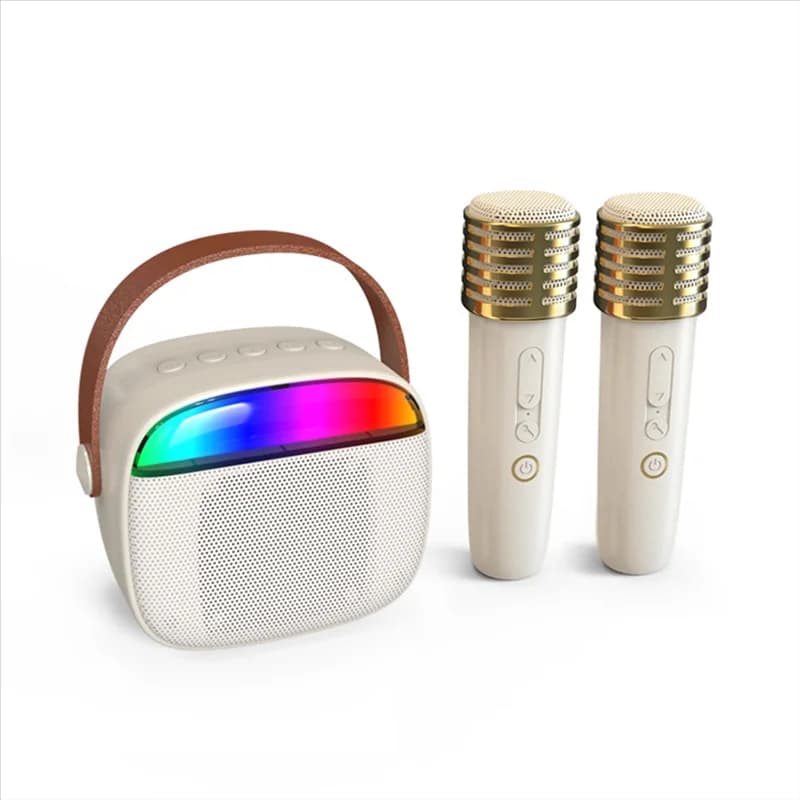 CABE-Karaoke Machine portatile con 2 microfoni Bluetooth, per adulti e bambini, supporta AUX, dotata di festa con maniglia per il trasporto