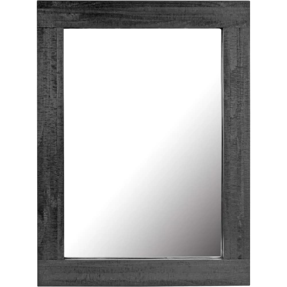 Specchio da parete con struttura in legno nero da 24x18 pollici con staffe per appendere, arredamento rustico per soggiorno, camera da letto, bagno