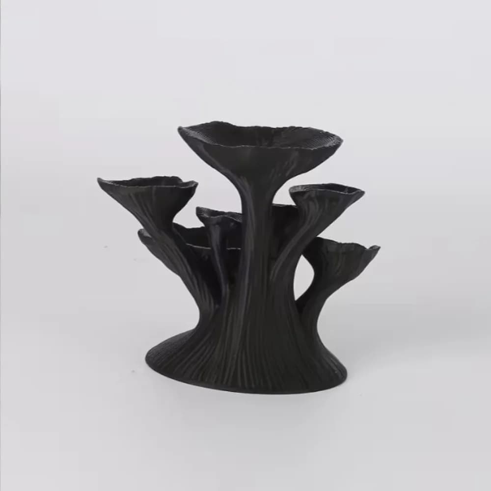 Espositore per Gioielli a Forma di Fungo Stampato in 3D, Nero Lucido, Multistrato, Porta Anelli, Scaffali in Plastica, Organizzatore per Gioielli