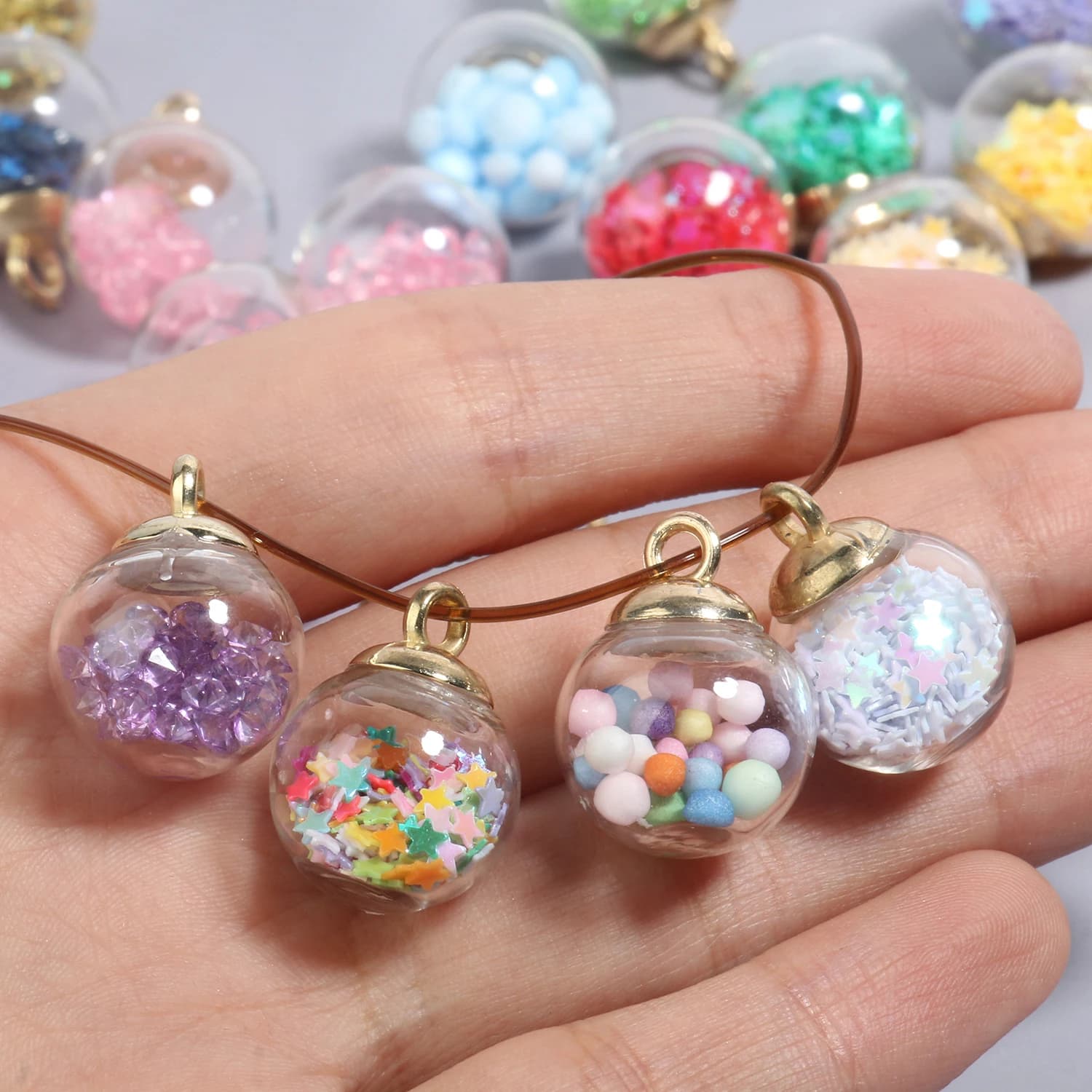 20 pz 21x16mm trasparente Mini sfera di vetro stella paillettes cristallo colorato in ciondoli a sfera pendenti per gioielli che fanno forniture fai da te