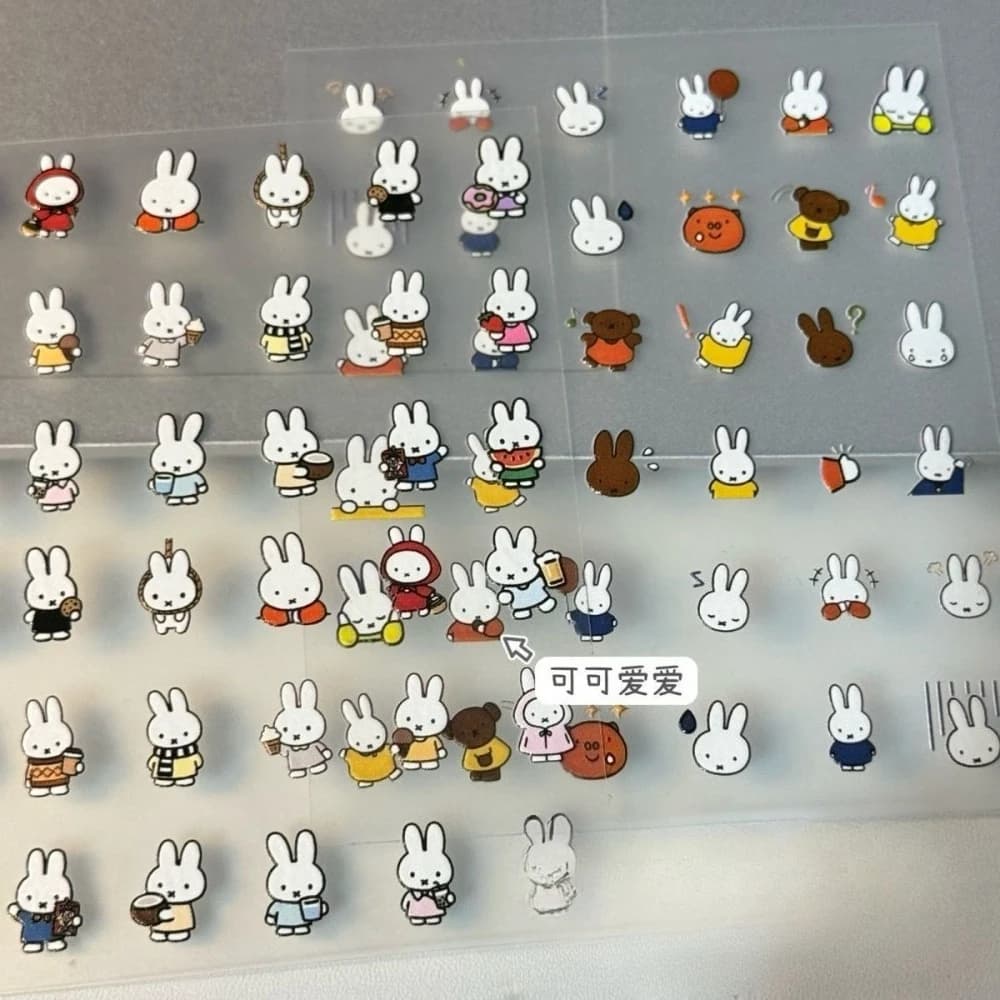Adesivi 3D impermeabili Kawaii Miffy con effetto rilievo, decorazioni fai da te per unghie, bottiglie d'acqua, tablet, regalo giocattolo per ragazza