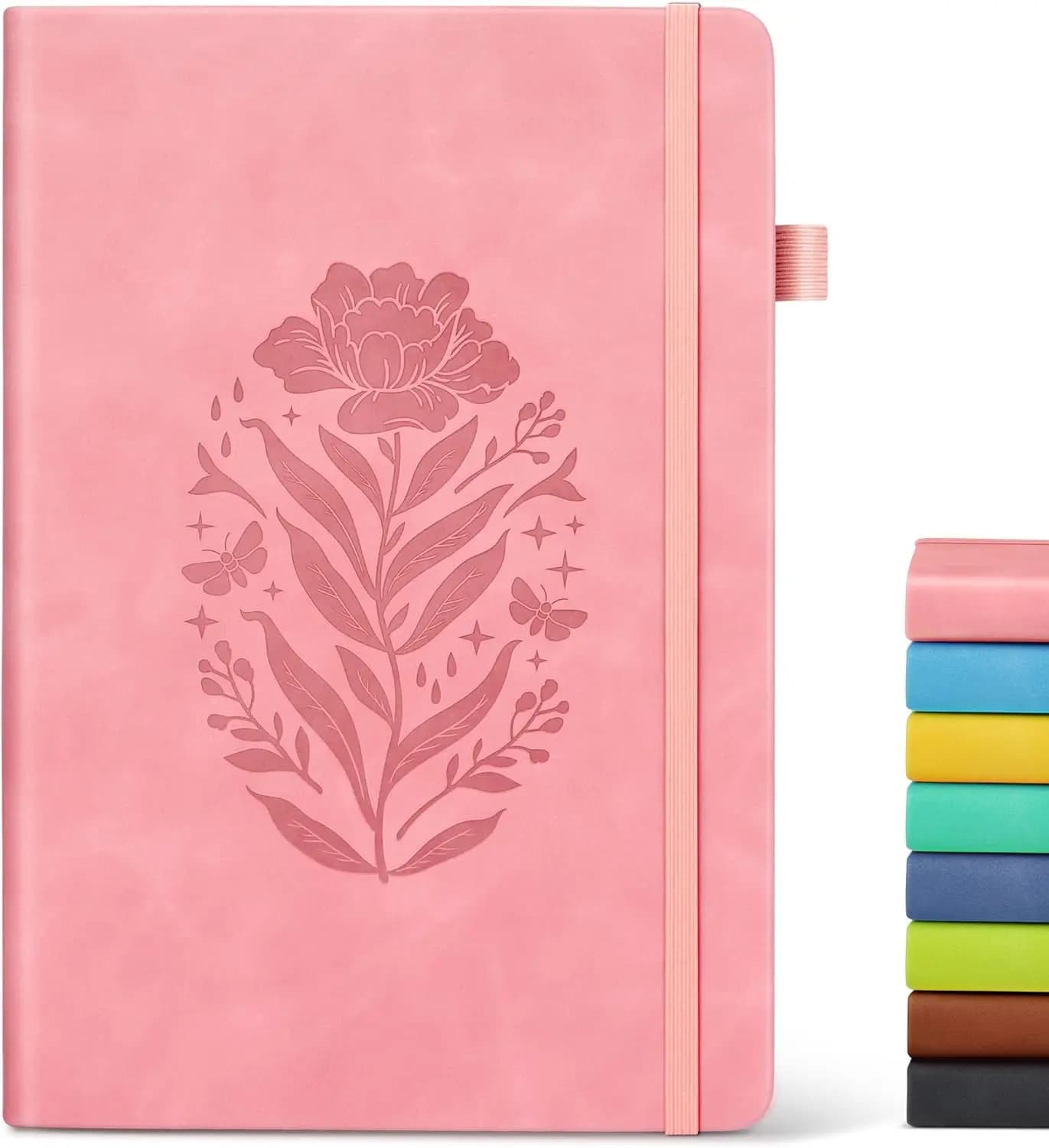 Pink Leather Diary A5 for Women, 200 Pages to Rows with Elastic Closure, Perfect for Writing and Traveling