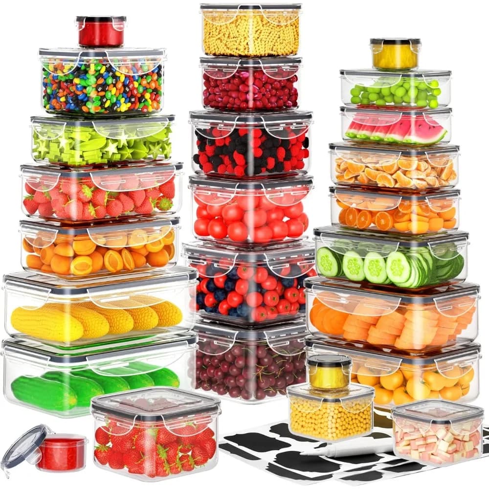 Contenitori ermetici per la conservazione degli alimenti da 52 pezzi con coperchi, set di preparazione dei pasti impilabili a tenuta stagna senza BPA per l'organizzazione della cucina