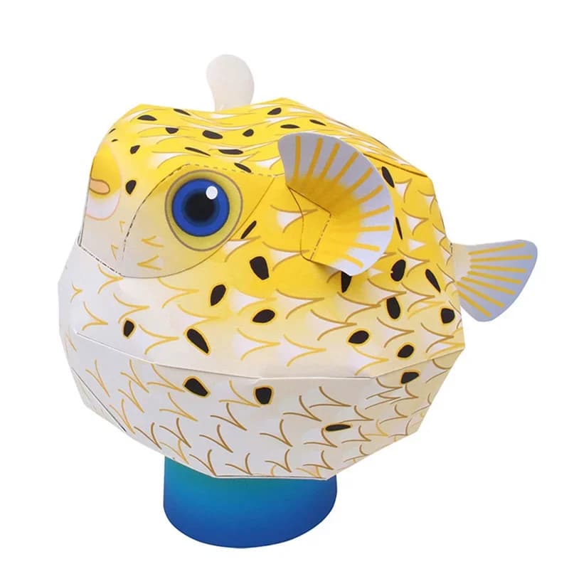 Porcupinefish Pufferfish Handmade Origami Art Mini Cute 3D Paper Model Papercraft Animal DIY Kids Adult Craft Toys QD-047